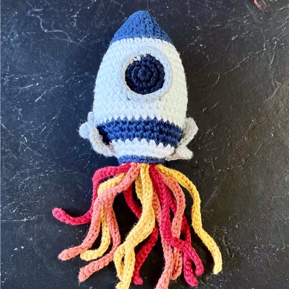 Other - Handmade Knit Spaceship Stuffed Toy. Beautifully made high quality & condition!